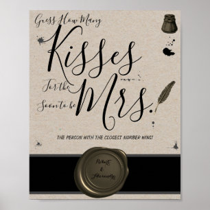 Hoeveel Kisses voor Mrs Pen & Inkwell Game Sign Poster