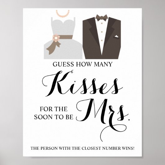 Hoeveel Kisses voor Mrs Shower Game Sign Poster (Voorkant)