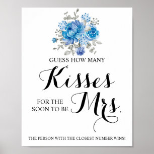 Hoeveel Kisses voor Mrs Shower Game Sign Poster