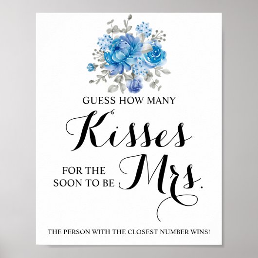 Hoeveel Kisses voor Mrs Shower Game Sign Poster (Voorkant)