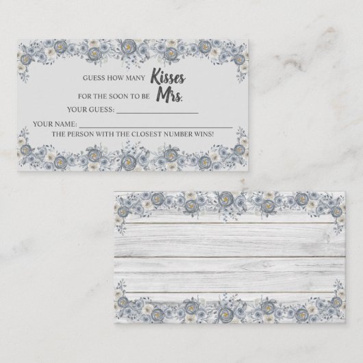 Hoeveel Kisses voor Mrs Shower Grey Game Kaart Plaatskaartje (Voorkant / Achterkant)