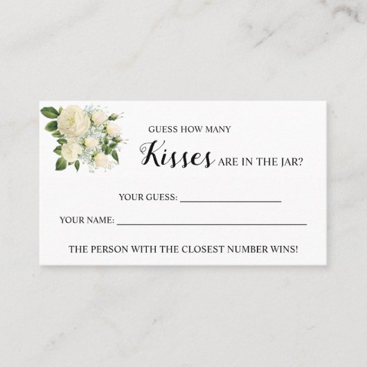 Hoeveel Kisses Vrijgezellenfeest Game Card Plaatskaartje (Voorkant)