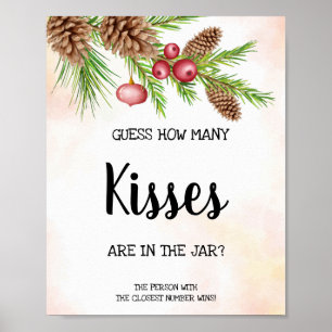 Hoeveel Kisses Vrijgezellenfeest Game Sign Poster