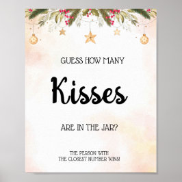 Hoeveel Kisses Vrijgezellenfeest Game Sign Poster