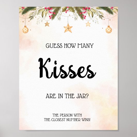 Hoeveel Kisses Vrijgezellenfeest Game Sign Poster (Voorkant)