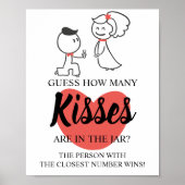 Hoeveel Kisses Vrijgezellenfeest Game Sign Poster (Voorkant)