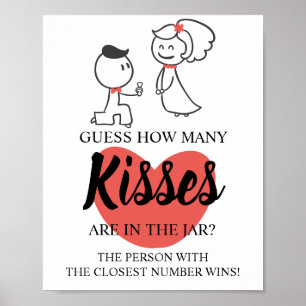 Hoeveel Kisses Vrijgezellenfeest Game Sign Poster