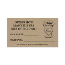 Hoeveel Kisses Vrijgezellenfeest Rustic Game Kaart