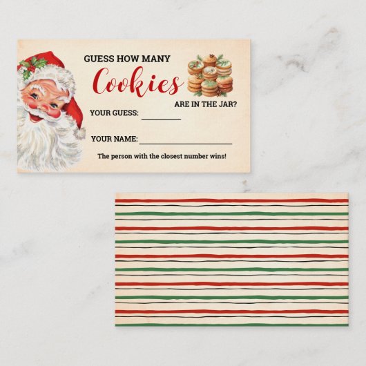 Hoeveel koekjes Santa Christmas Game Kaart Plaatskaartje (Voorkant / Achterkant)