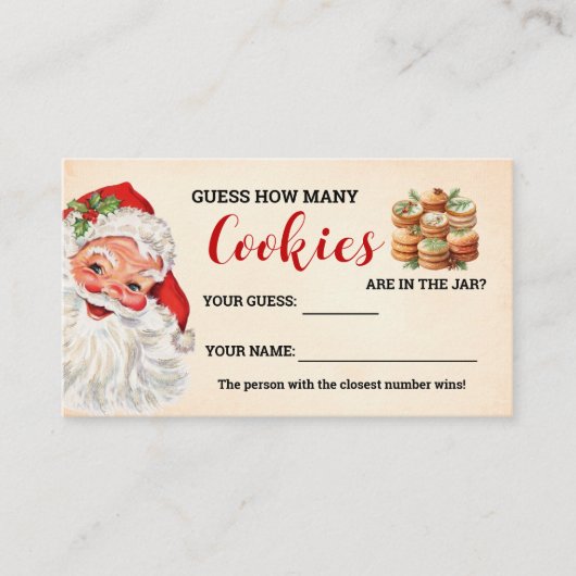 Hoeveel koekjes Santa Christmas Game Kaart Plaatskaartje (Voorkant)
