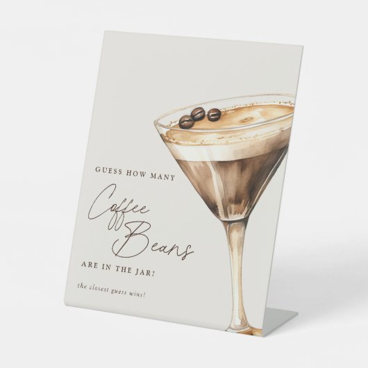 Hoeveel koffiebonen Espresso Martini Douche Reclamebord Met Voetstuk (Voorkant)