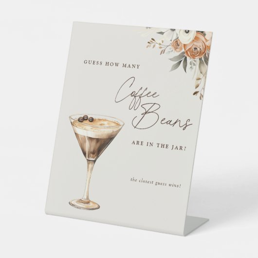 Hoeveel koffiebonen Espresso Martini Douche Reclamebord Met Voetstuk (Voorkant)