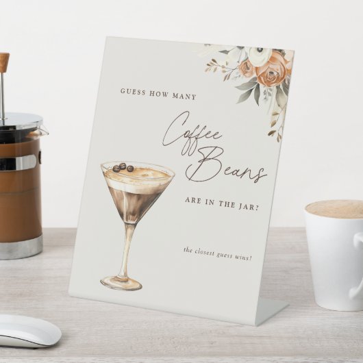 Hoeveel koffiebonen Espresso Martini Douche Reclamebord Met Voetstuk (Insitu)