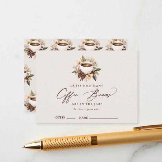 Hoeveel koffiebonen Floral Coffee Vrijgezellenfees Informatiekaartje (Voorkant / Achterkant in situ)