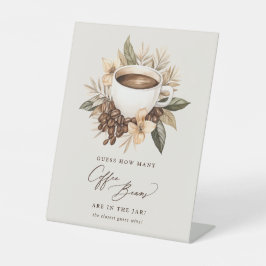 Hoeveel koffiebonen Floral Coffee Vrijgezellenfees Reclamebord Met Voetstuk