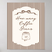 Hoeveel koffiebonen in de pot Brown Strepen Poster (Voorkant)