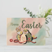 Hoeveel konijnen en kippen ? feestdagenkaart (Staand voorkant)