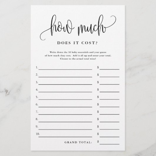 Hoeveel kost het zwart-witpapierspel Kaart? Flyer (Voorkant)