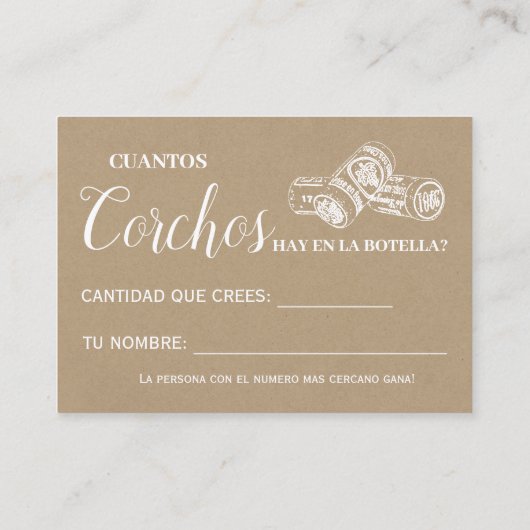 Hoeveel kurken engels spaans douche spel kaart plaatskaartje (Achterkant)