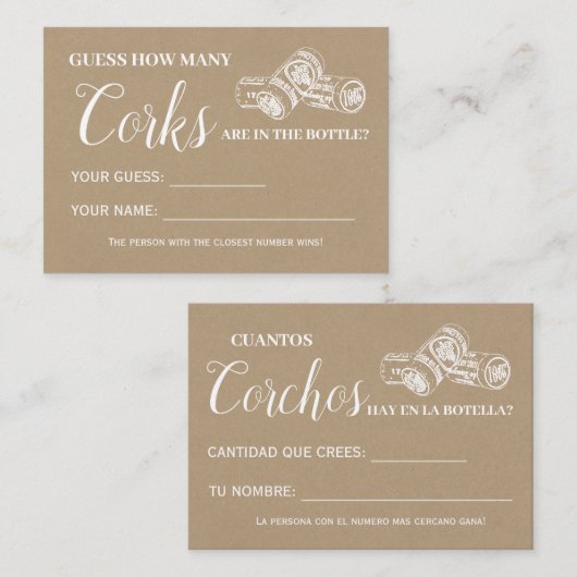 Hoeveel kurken engels spaans douche spel kaart plaatskaartje (Voorkant / Achterkant)