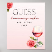 Hoeveel kurken wijn thema douche spel teken poster (Voorkant)