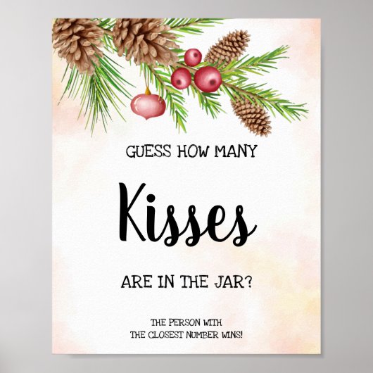 Hoeveel Kusjes Kerst Bruiloft Bruidsborrel Spel Bo Poster (Voorkant)