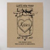 Hoeveel kusjes rustic bruidsshower spel bord poster (Voorkant)