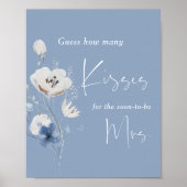 Hoeveel Kusjes Stofblauw Bruidsfeest Poster (Voorkant)