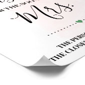 Hoeveel Kusjes voor Binnenkort Mevrouw Roze Bruids Poster (Hoek)