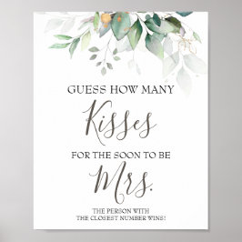 Hoeveel Kusjes voor de Achter Naam Mrs Shower Spel Poster