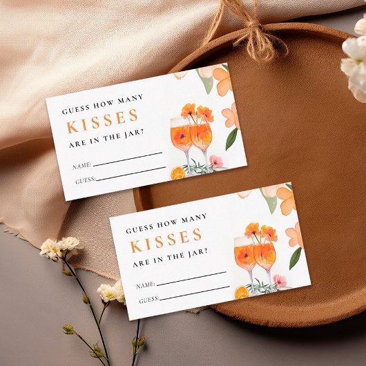 Hoeveel kussen Aperol Spritz Vrijgezellenfeest Informatiekaartje