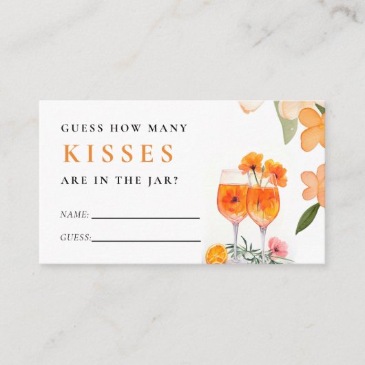 Hoeveel kussen Aperol Spritz Vrijgezellenfeest Informatiekaartje (Voorkant)