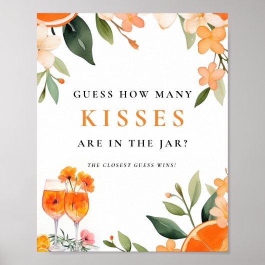 Hoeveel kussen Aperol Spritz Vrijgezellenfeest tek Poster (Voorkant)