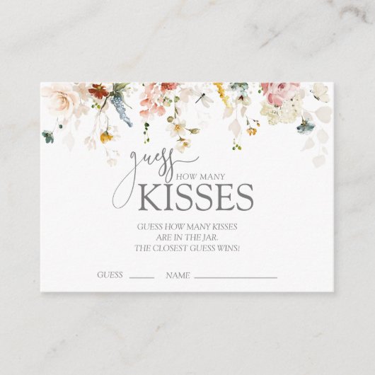 Hoeveel kussen bloemenelegant Vrijgezellenfeest sp Informatiekaartje (Voorkant)