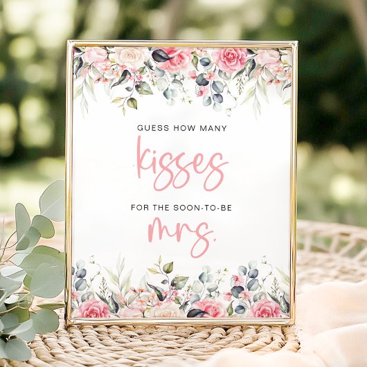 Hoeveel Kussen Blush Bloemen Vrijgezellenfeest Gam Poster