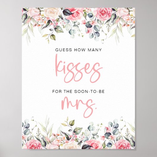 Hoeveel Kussen Blush Bloemen Vrijgezellenfeest Gam Poster (Voorkant)