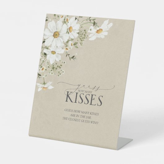 Hoeveel kussen Elegant Rustieke Waterverf Daisy Reclamebord Met Voetstuk (Voorkant)