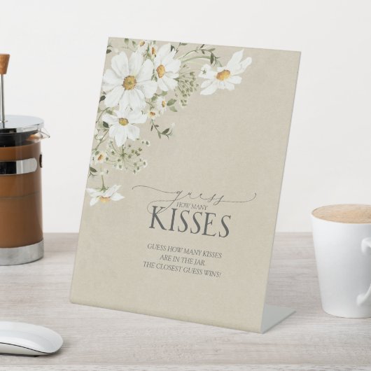 Hoeveel kussen Elegant Rustieke Waterverf Daisy Reclamebord Met Voetstuk (Insitu)