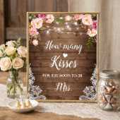 Hoeveel kussen Landelijke Bruiloft Feestspel Bord Poster