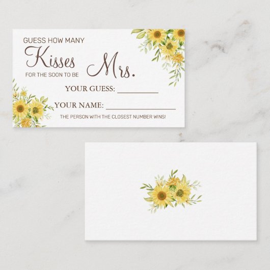 Hoeveel kussen om Mrs.-doucherekaart te worden Plaatskaartje (Voorkant / Achterkant)