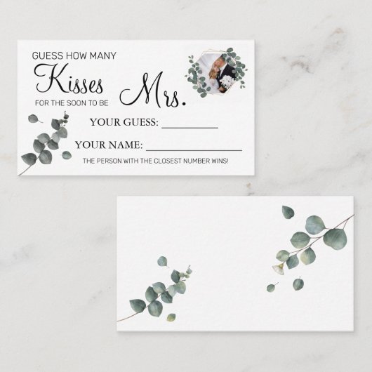 Hoeveel kussen om Mrs.-doucherekaart te worden Plaatskaartje (Voorkant / Achterkant)