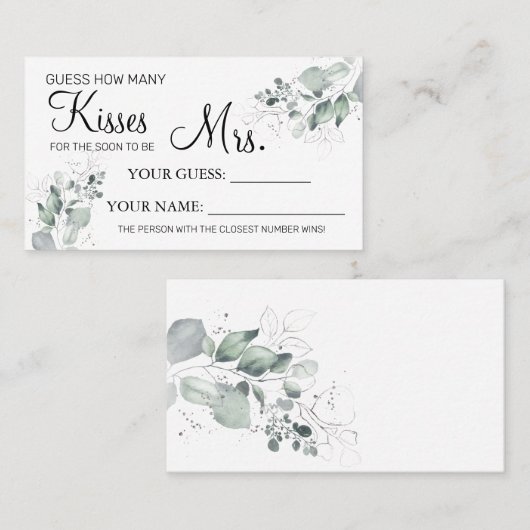 Hoeveel kussen om Mrs.-doucherekaart te worden Plaatskaartje (Voorkant / Achterkant)