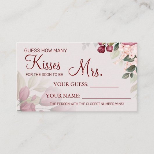 Hoeveel kussen om Mrs.-doucherekaart te worden Plaatskaartje (Voorkant)