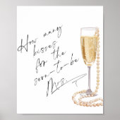 Hoeveel kussen Parels en Prosecco Vrijgezellenfees Poster (Voorkant)