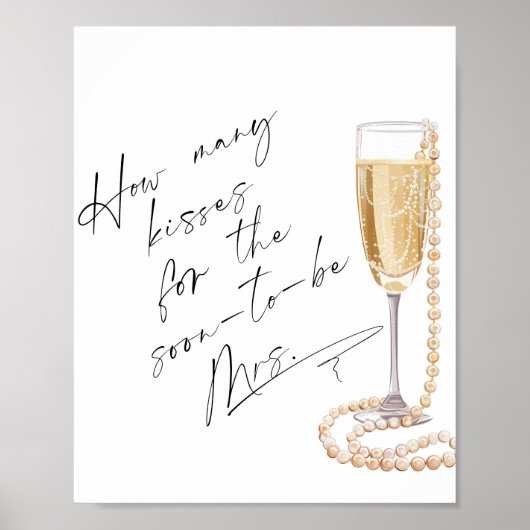 Hoeveel kussen Parels en Prosecco Vrijgezellenfees Poster (Voorkant)