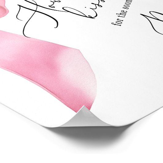 Hoeveel kussen Pink Bow Script Bruidsfeest Poster (Hoek)