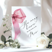 Hoeveel kussen Pink Bow Script Bruidsfeest Poster