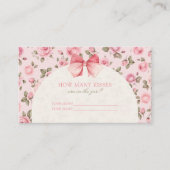 Hoeveel kussen Pink Rose Vrijgezellenfeest Informatiekaartje (Voorkant)