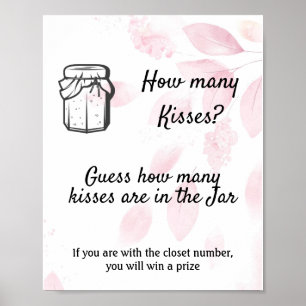 Hoeveel kussen? - Roze Waterverf Poster