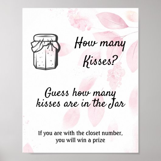 Hoeveel kussen? - Roze Waterverf Poster (Voorkant)